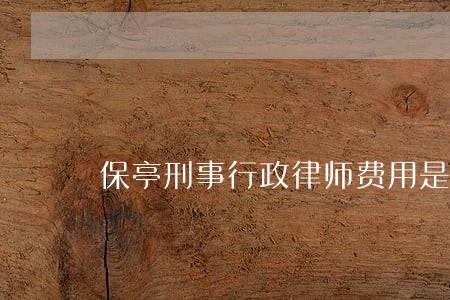保亭刑事行政律师费用是多少 保亭刑事行政律师费用是多少