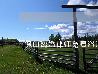 保山离婚律师免费咨询 保山离婚律师免费咨询