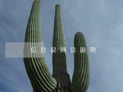 信息说网贷逾期 信息说网贷逾期