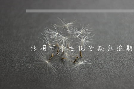 信用卡个性化分期后逾期半个月 信用卡个性化分期后逾期半个月