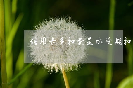 信用卡多扣费显示逾期扣费 信用卡多扣费显示逾期扣费