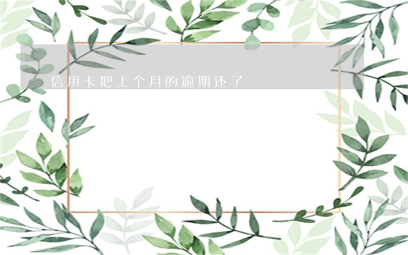 信用卡把上个月的逾期还了 信用卡把上个月的逾期还了