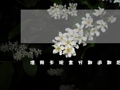 信用卡现金分期逾期后果严重 信用卡现金分期逾期后果严重