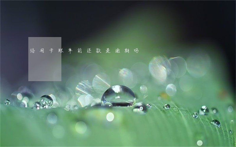 信用卡账单前还款是逾期吗 信用卡账单前还款是逾期吗