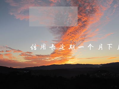 信用卡逾期一个月下月还 信用卡逾期一个月下月还