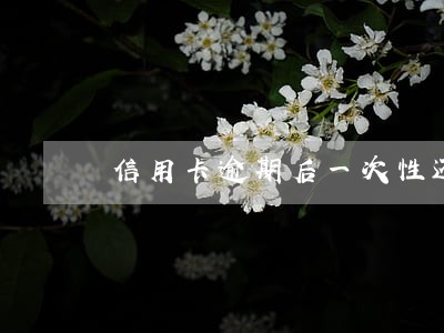 信用卡逾期后一次性还清 信用卡逾期后一次性还清
