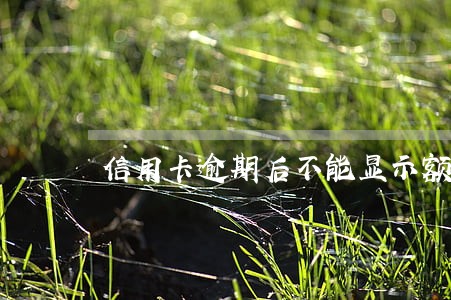 信用卡逾期后不能显示额度了 信用卡逾期后不能显示额度了