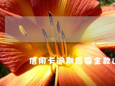 信用卡逾期后要全款还么 信用卡逾期后要全款还么