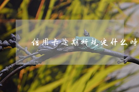 信用卡逾期新规定什么时候实行