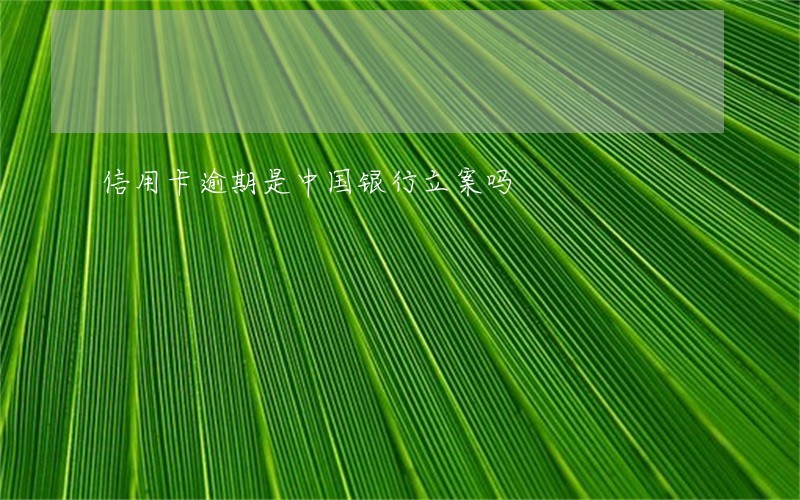 信用卡逾期是中国银行立案吗 信用卡逾期是中国银行立案吗