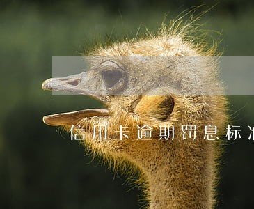 信用卡逾期罚息标准 信用卡逾期罚息标准