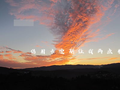 信用卡逾期让我两点半之前还 信用卡逾期让我两点半之前还