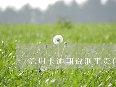 信用卡逾期说刑事责任 信用卡逾期说刑事责任