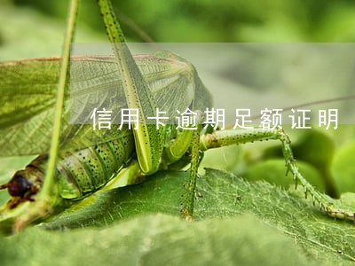 信用卡逾期足额证明 信用卡逾期足额证明