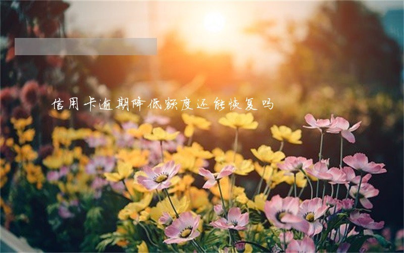 信用卡逾期降低额度还能恢复吗 信用卡逾期降低额度还能恢复吗