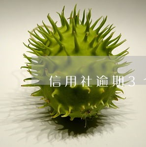 信用社逾期3个月后果 信用社逾期3个月后果