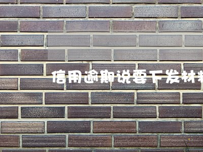 信用逾期说要下发材料 信用逾期说要下发材料