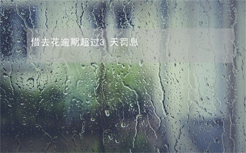 借去花逾期超过3天罚息 借去花逾期超过3天罚息