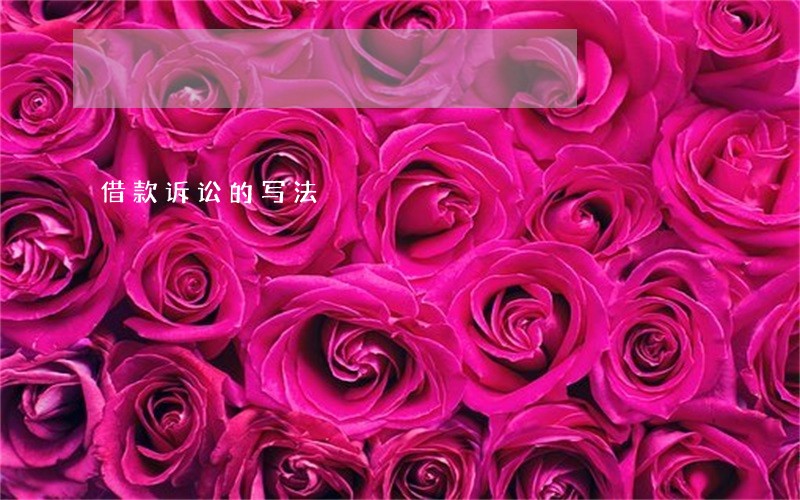 借款诉讼的写法 借款诉讼的写法