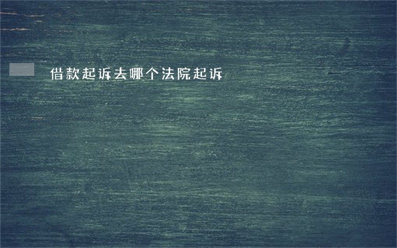 借款起诉去哪个法院起诉 借款起诉去哪个法院起诉
