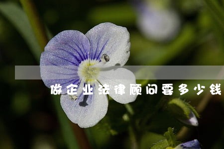 做企业法律顾问要多少钱 做企业法律顾问要多少钱
