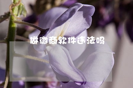 做微商软件违法吗 做微商软件违法吗