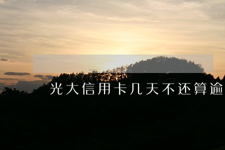 光大信用卡几天不还算逾期 光大信用卡几天不还算逾期