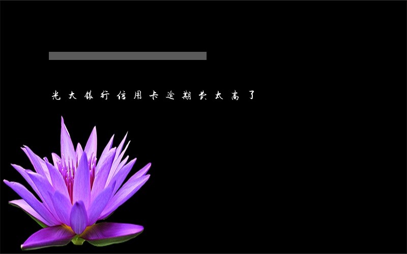 光大银行信用卡逾期费太高了 光大银行信用卡逾期费太高了