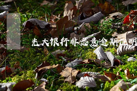 光大银行非恶意逾期证明范本 光大银行非恶意逾期证明范本