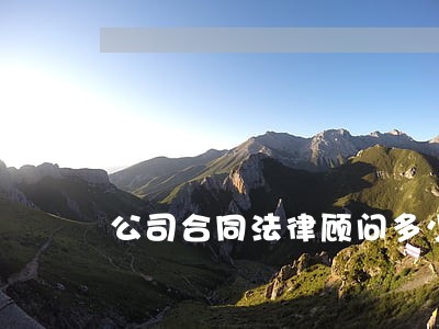 公司合同法律顾问多少钱 公司合同法律顾问多少钱