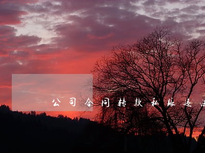 公司合同转款私账违法吗 公司合同转款私账违法吗