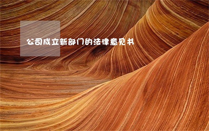 公司成立新部门的法律意见书 公司成立新部门的法律意见书