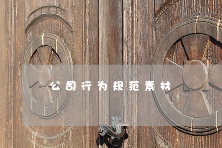 公司行为规范素材 公司行为规范素材
