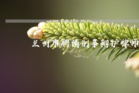兰州市聘请刑事辩护律师找谁 兰州市聘请刑事辩护律师找谁