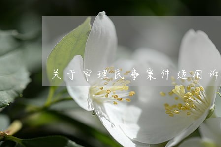 关于审理民事案件适用诉讼制度 关于审理民事案件适用诉讼制度