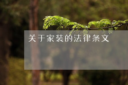 关于家装的法律条文 关于家装的法律条文