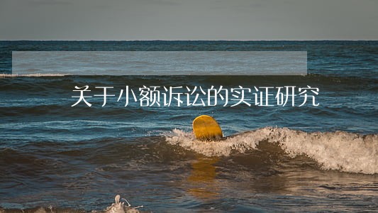 关于小额诉讼的实证研究 关于小额诉讼的实证研究