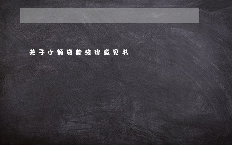 关于小额贷款法律意见书