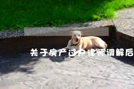 关于房产过户律师调解后 关于房产过户律师调解后
