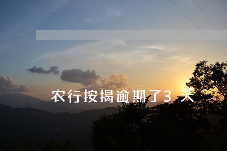 农行按揭逾期了3天 农行按揭逾期了3天