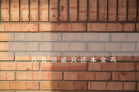 凡普信能只还本金吗 凡普信能只还本金吗