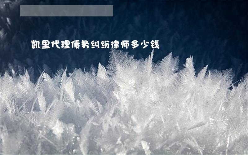 凯里代理债务纠纷律师多少钱
