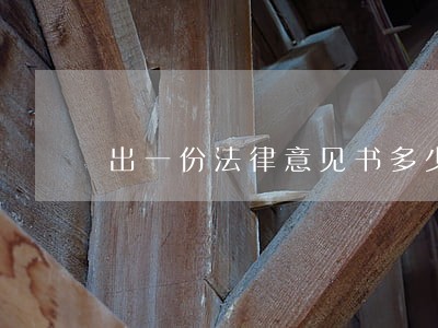 出一份法律意见书多少钱 出一份法律意见书多少钱