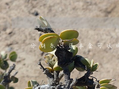 分期乐只还本金可以嘛 分期乐只还本金可以嘛