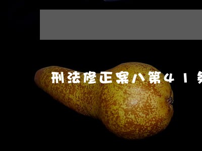 刑法修正案八第41条释义 刑法修正案八第41条释义