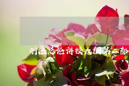 刑法总论讲授大纲第二部分 刑法总论讲授大纲第二部分