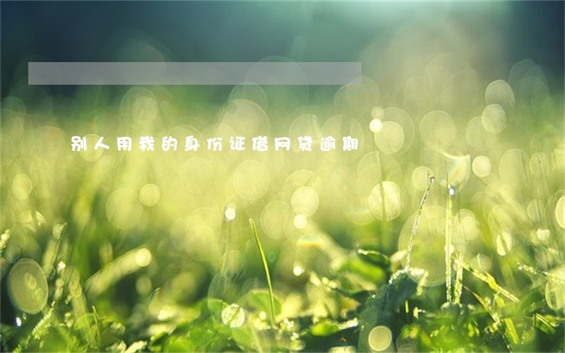 别人用我的身份证借网贷逾期