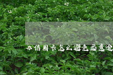 办信用卡怎么避免恶意逾期