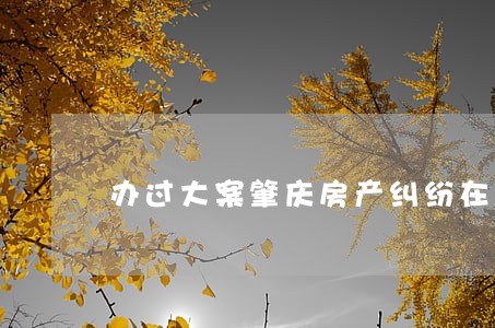 办过大案肇庆房产纠纷在线律师
