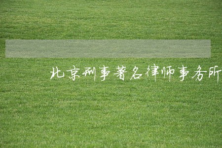 北京刑事著名律师事务所